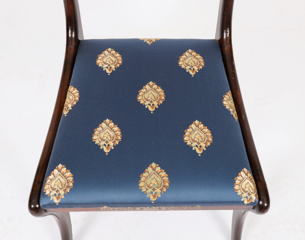 Antique Pair Regency Period Brass Inlaid Bar Back Chairs 19th C C1820 View VI