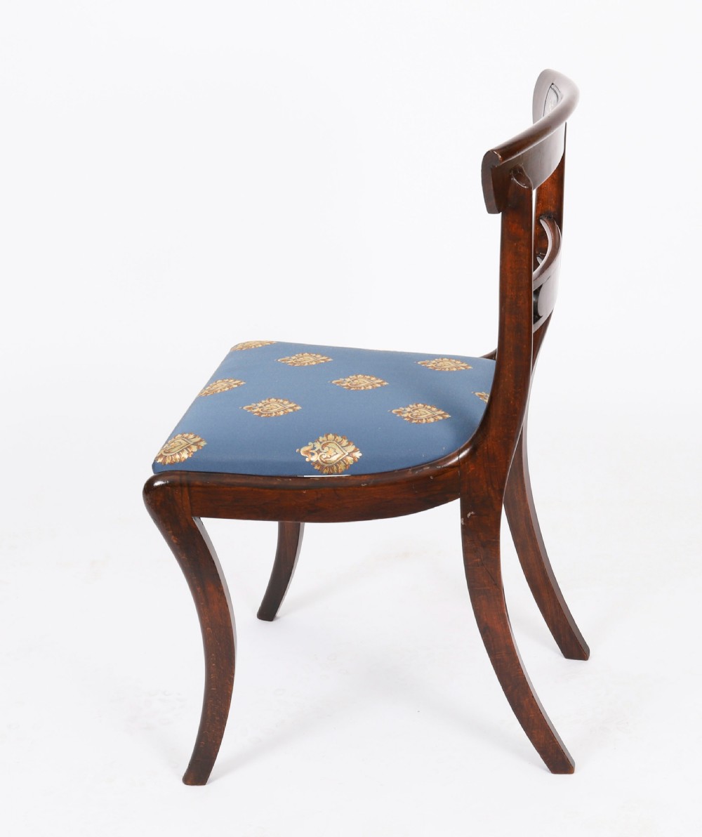 Antique Pair Regency Period Brass Inlaid Bar Back Chairs 19th C C1820 View VIII