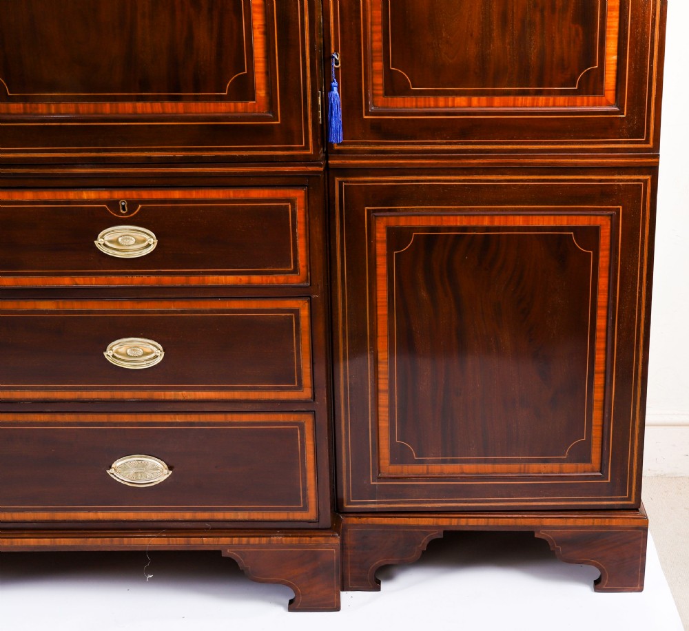 Antique George III Flame Mahogany Breakfront Wardrobe C1780 18th C View IV