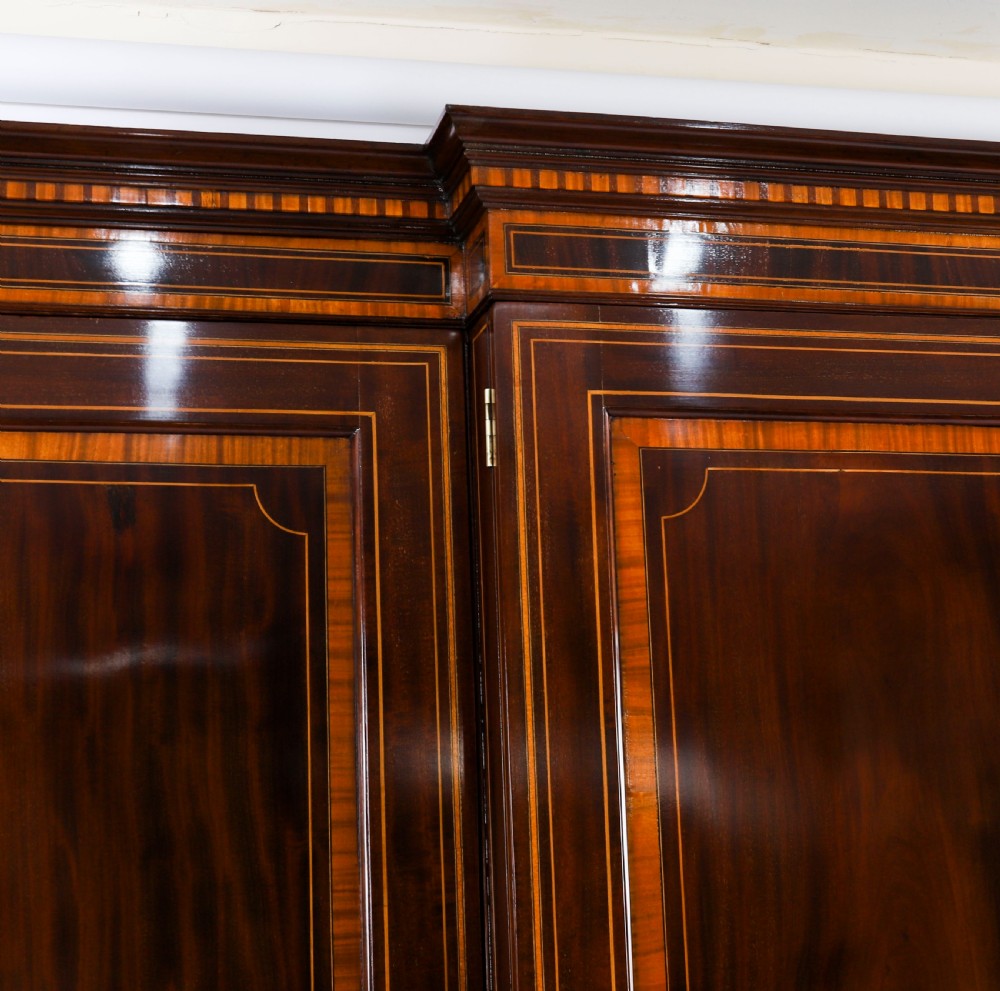 Antique George III Flame Mahogany Breakfront Wardrobe C1780 18th C View V