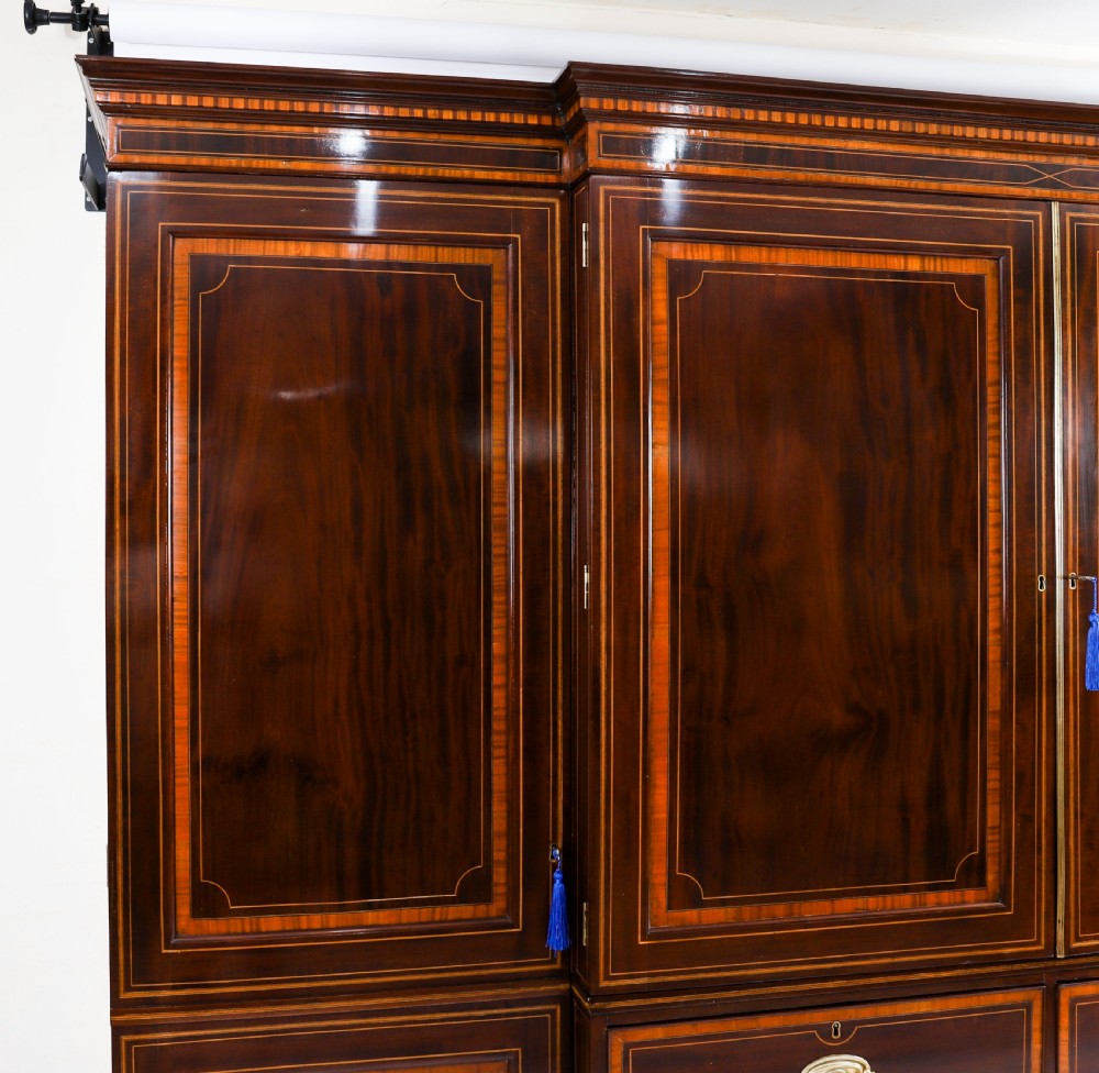 Antique George III Flame Mahogany Breakfront Wardrobe C1780 18th C View VII