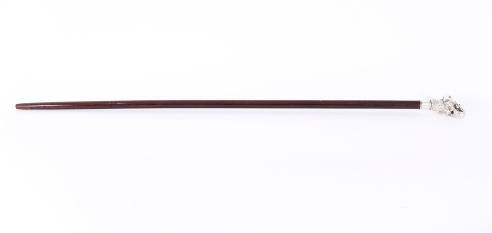Antique Sterling Silver Elephant Walking Cane Stick 19th C 94cm/37inches
