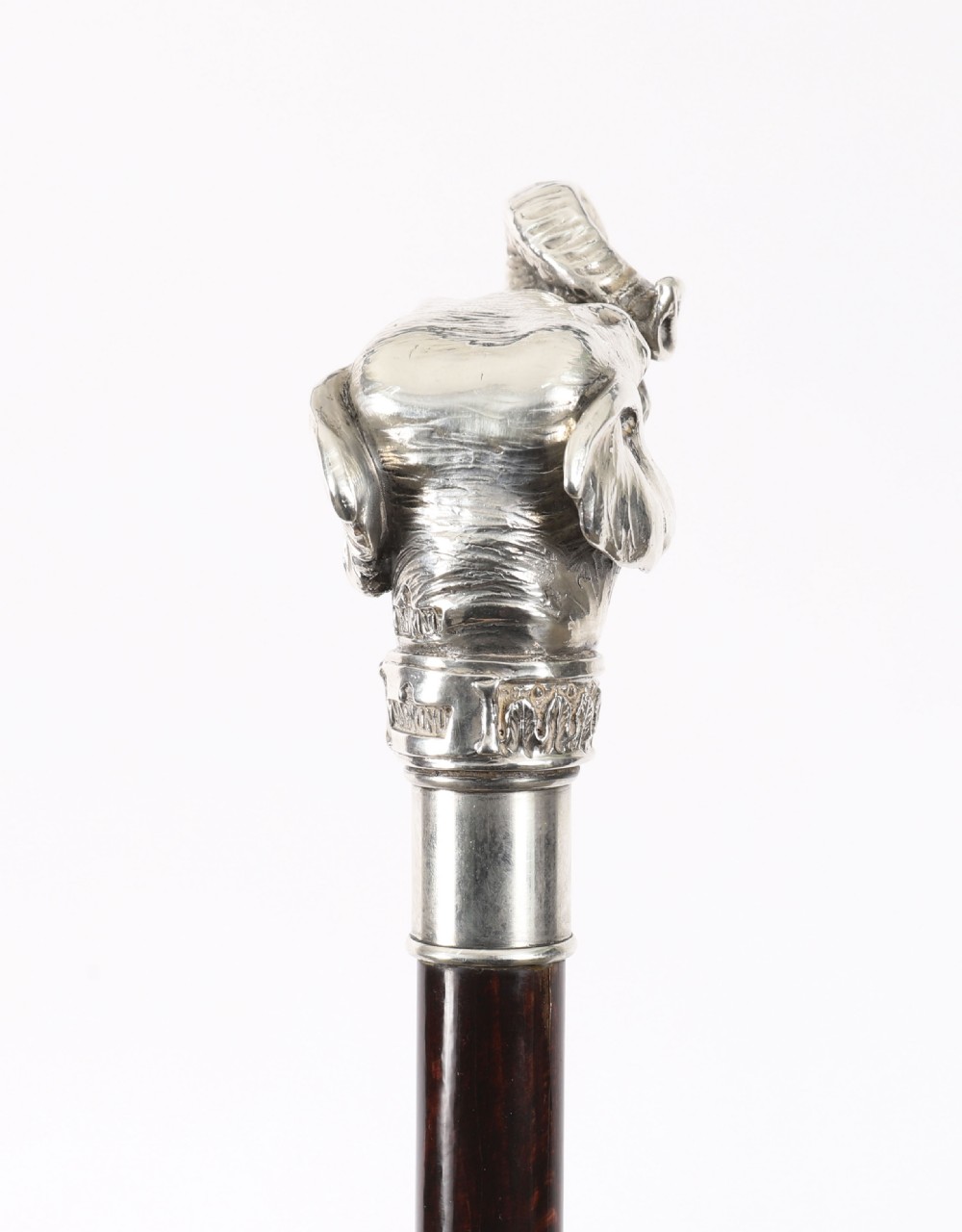 Antique Sterling Silver Elephant Walking Cane Stick 19th C 94cm/37inches View XIV