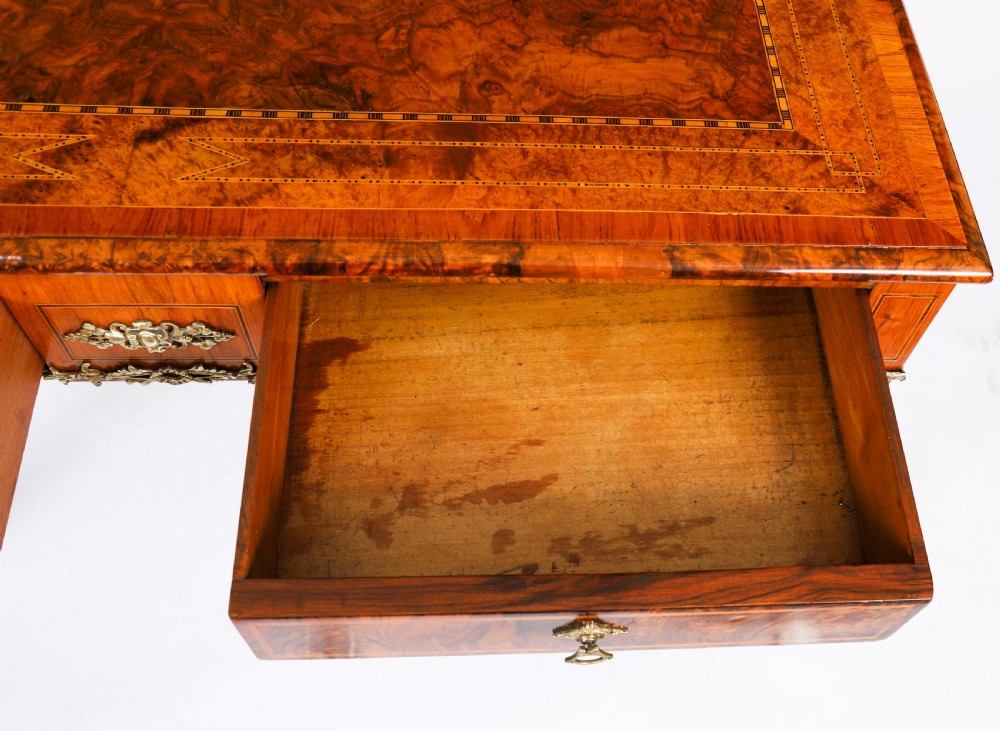 Antique Victorian Burr Walnut Writing Table Bureau Plat 19th C View VI