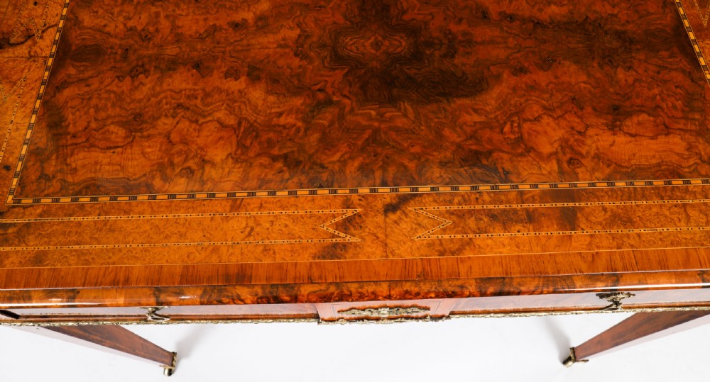 Antique Victorian Burr Walnut Writing Table Bureau Plat 19th C View XI