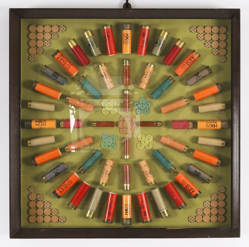 Antique Framed Display of Shotgun Cartrridges Circa 1920