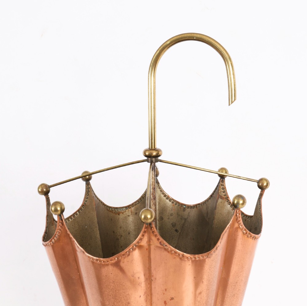 Antique Brass & Copper Umbrella Stand c.1920 View X