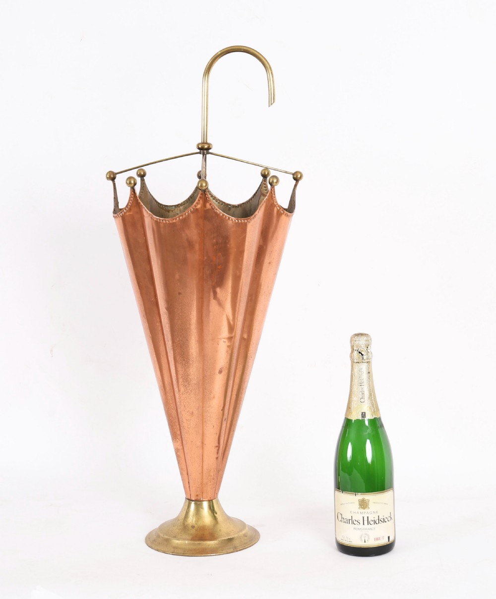 Antique Brass & Copper Umbrella Stand c.1920 View XIV
