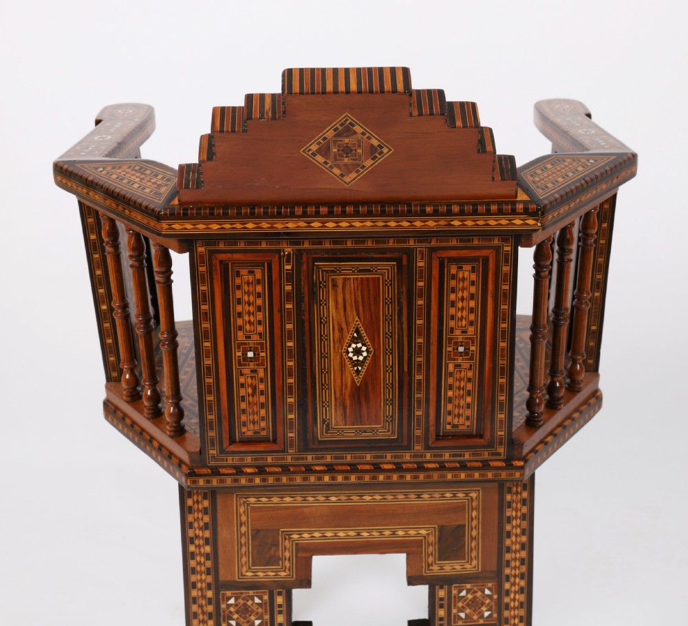 Antique Pair Syrian Parquetry Inlaid armchairs 19th C View XIV