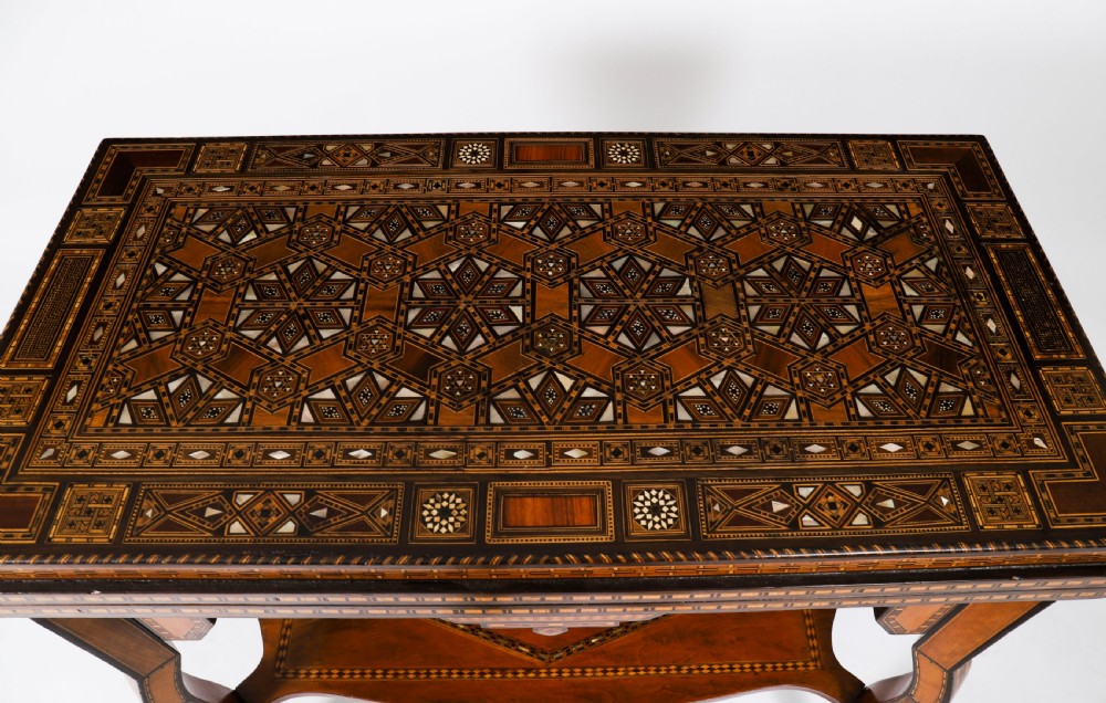 Antique Damascus Syrian Inlaid Card, Chess, Backgammon, Games table 19th C View VII