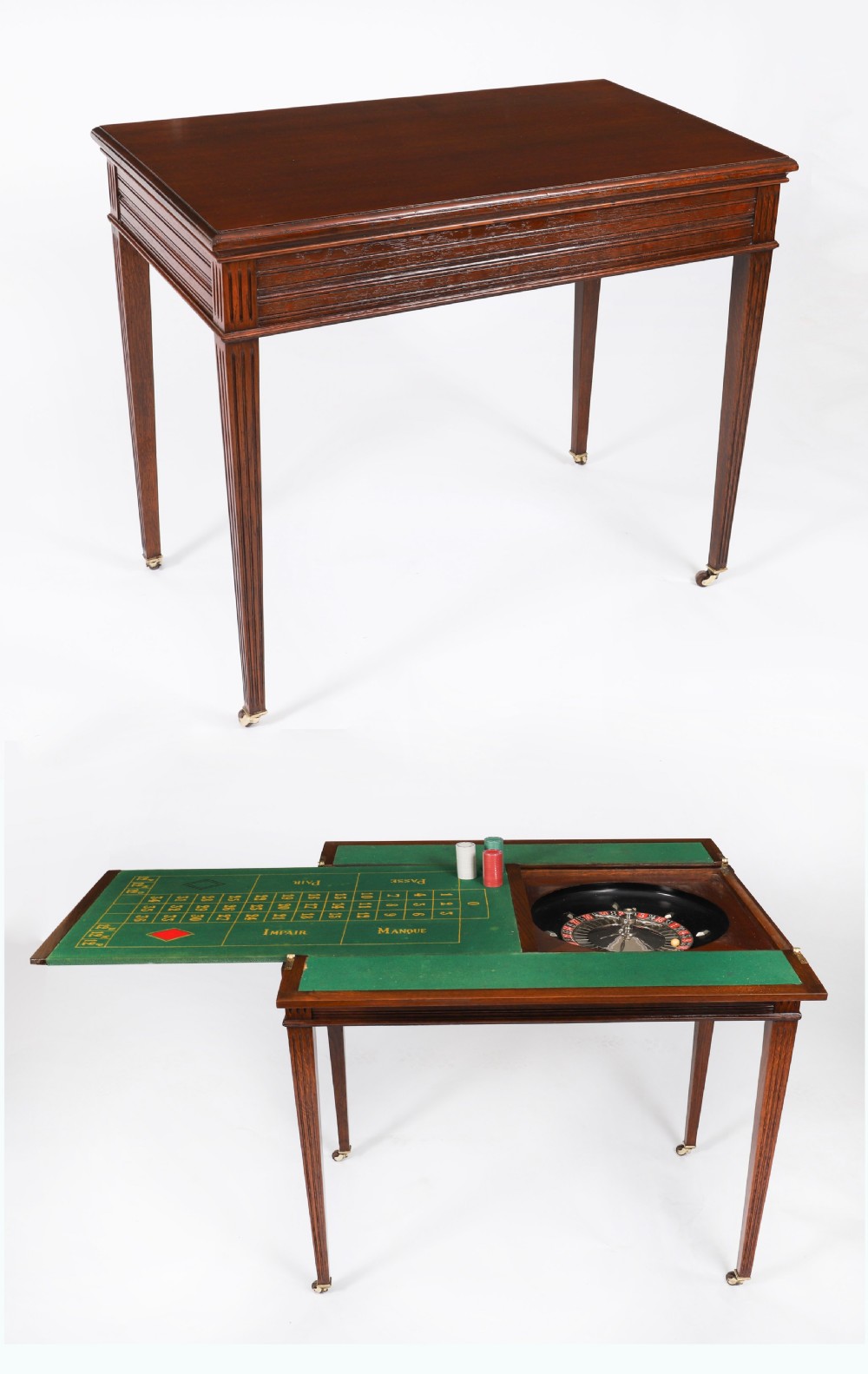 Antique French Oak Games Roulette Table 19th Century