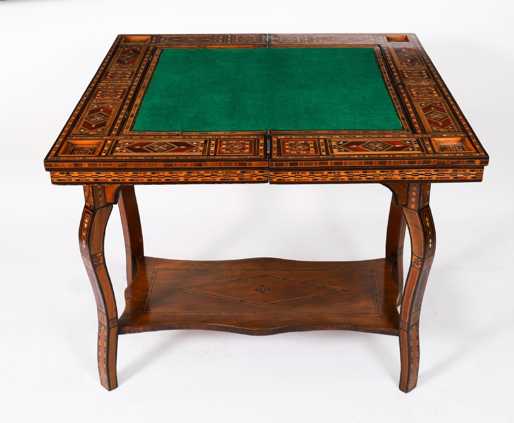 Antique Damascus Syrian Inlaid Card, Chess, Backgammon, Games table C1900 View VI