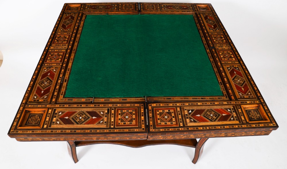 Antique Damascus Syrian Inlaid Card, Chess, Backgammon, Games table C1900 View X