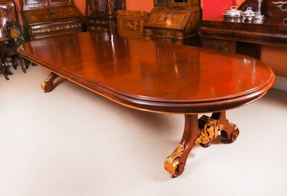 Antique Victorian Twin Pedestal Dining Table by Wylie & Lochead, Glasgow 19th C