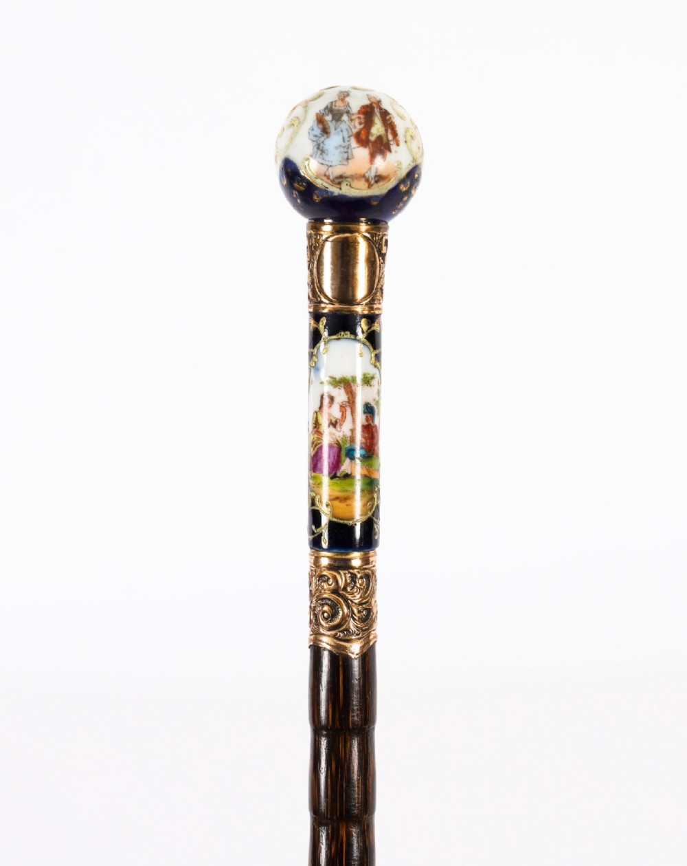Antique French Gold Plate & Porcelain Walking Sword Stick19th C 84cm 33' View VII