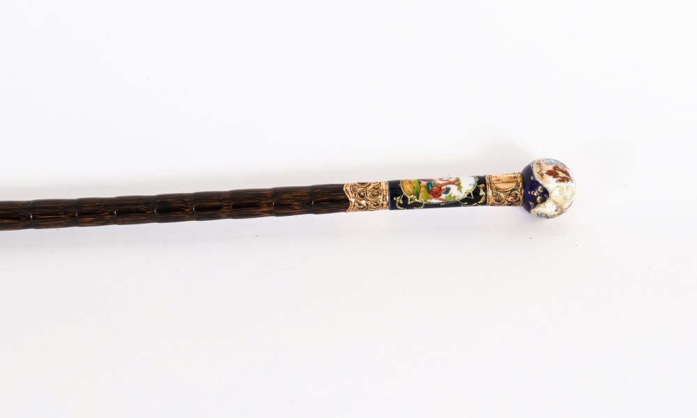 Antique French Gold Plate & Porcelain Walking Sword Stick19th C 84cm 33' View XI
