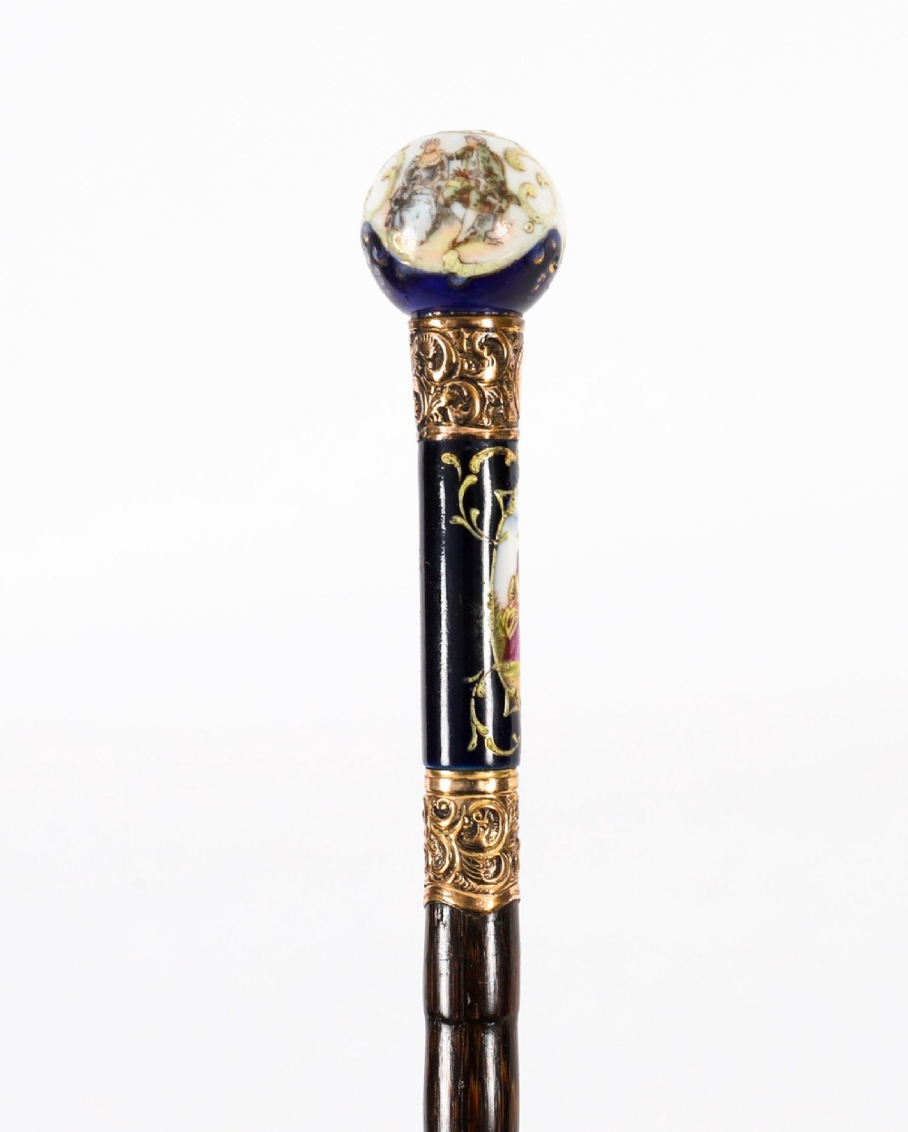 Antique French Gold Plate & Porcelain Walking Sword Stick19th C 84cm 33' View XV