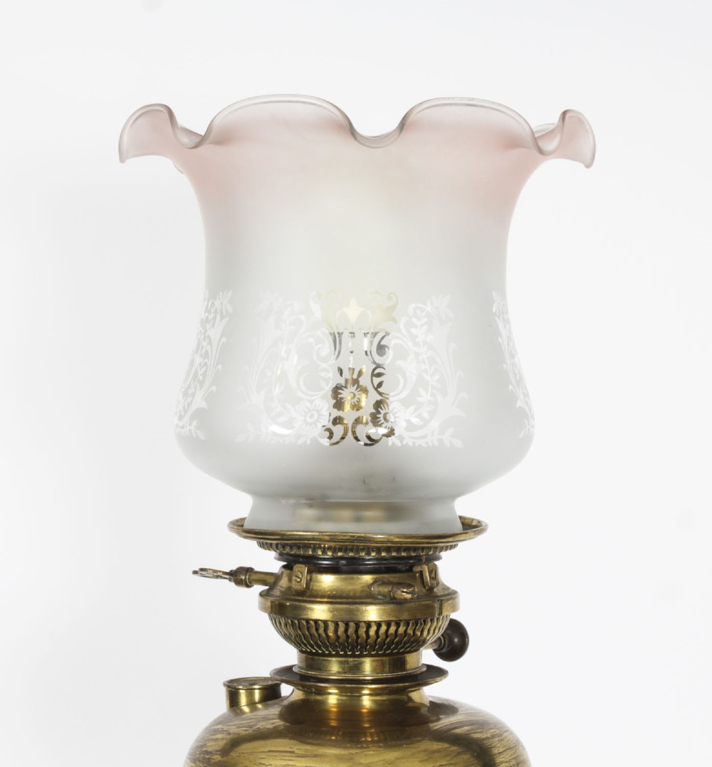 Antique Edwardian Ormolu Gilt Bronze Floor Standing Oil Lamp 19th C View VII