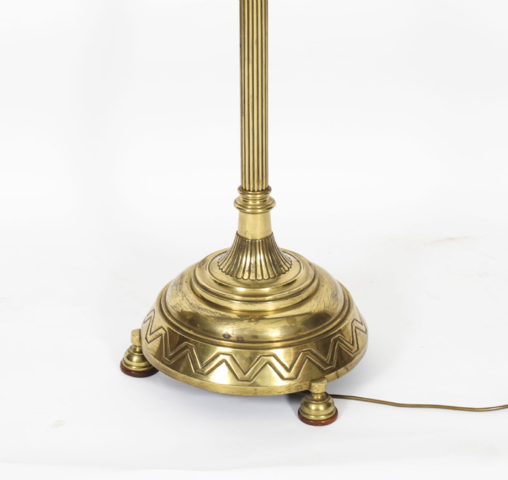 Antique Edwardian Ormolu Gilt Bronze Floor Standing Oil Lamp 19th C View VIII