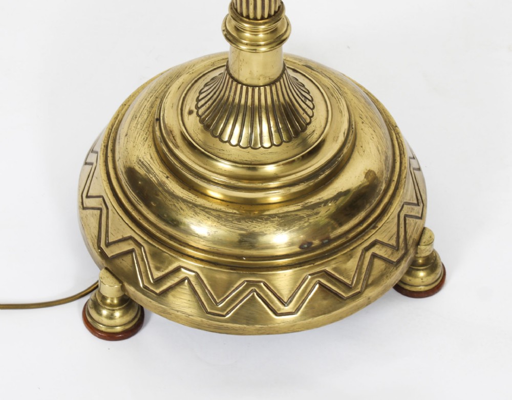 Antique Edwardian Ormolu Gilt Bronze Floor Standing Oil Lamp 19th C View IX