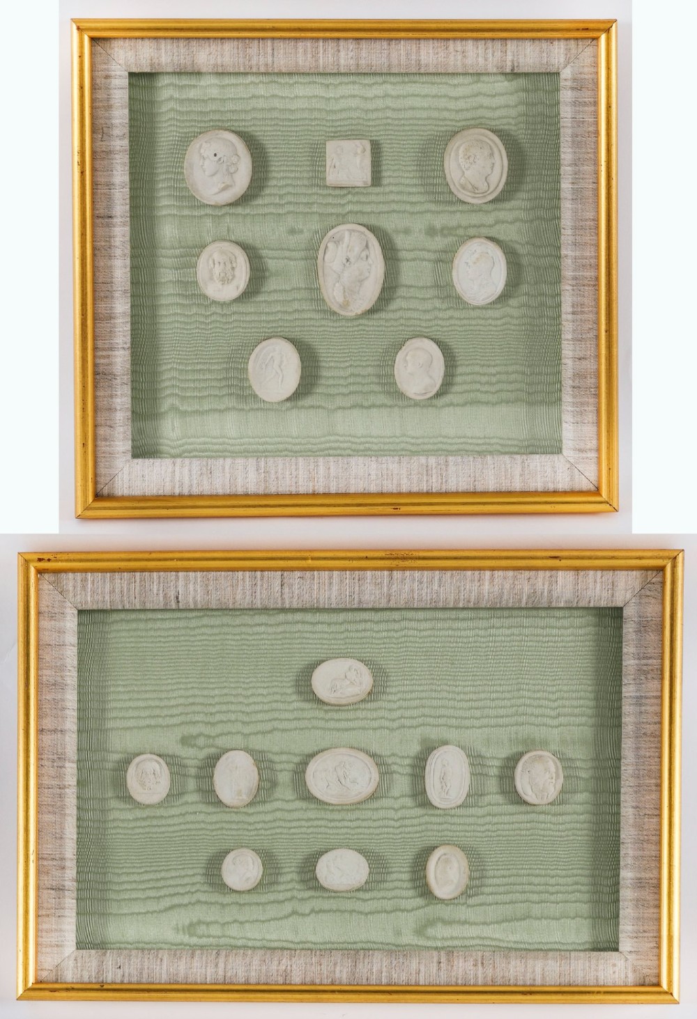 Antique Pair Framed Grand Tour Plaster Intaglios 19th C