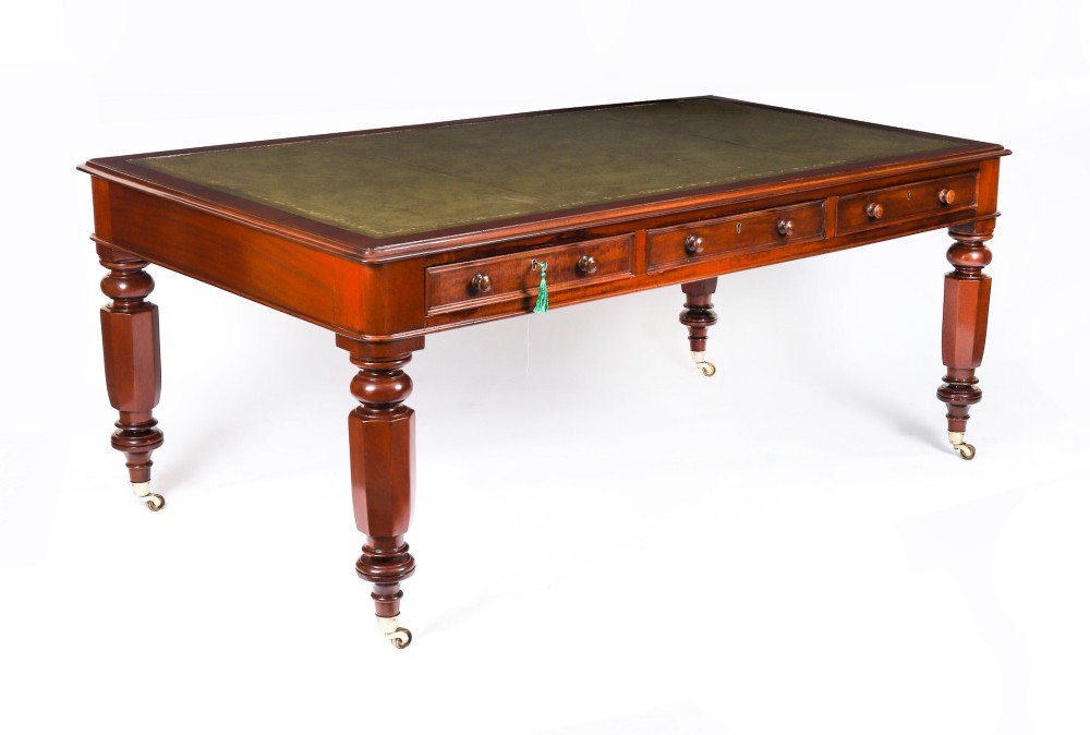 Antique 6ft 6 Drawer Partners Writing Library Table Desk 19th C 183x104cm