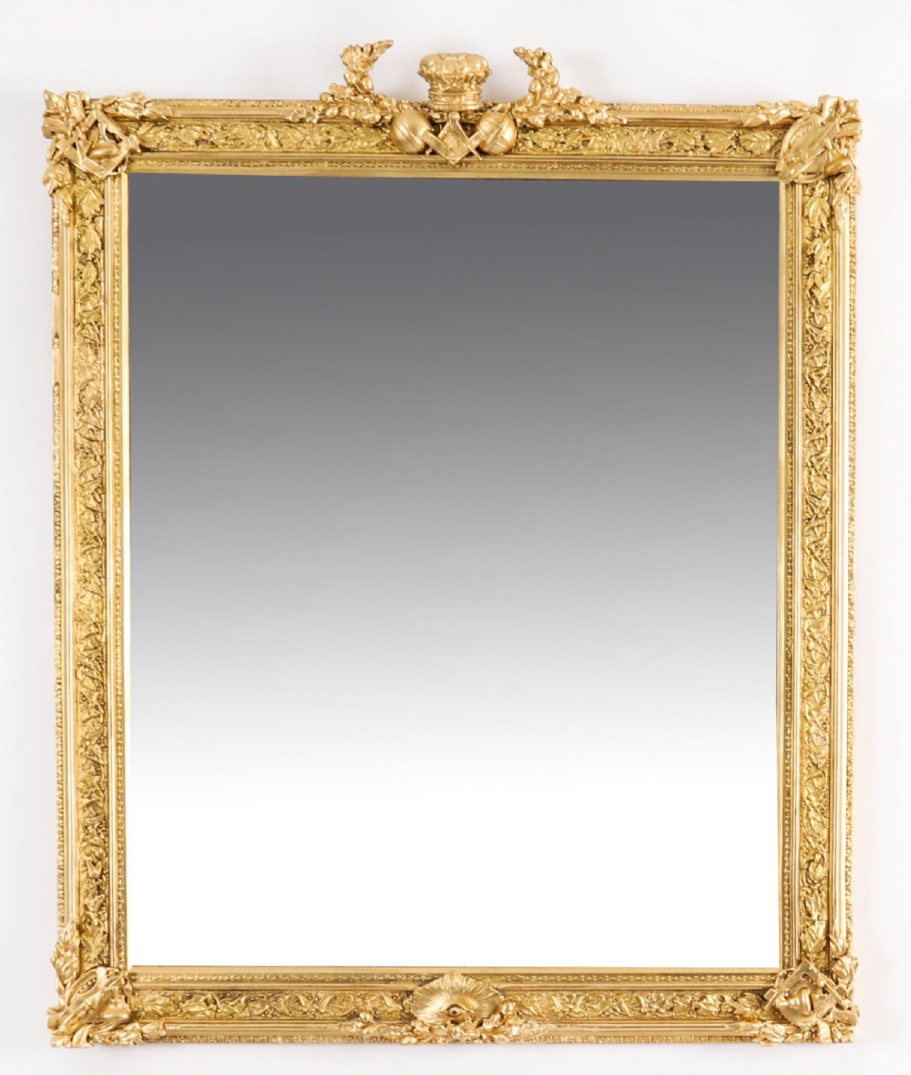 Antique Freemasons Masonic Giltwood Mirror 19th Century 73x59cm