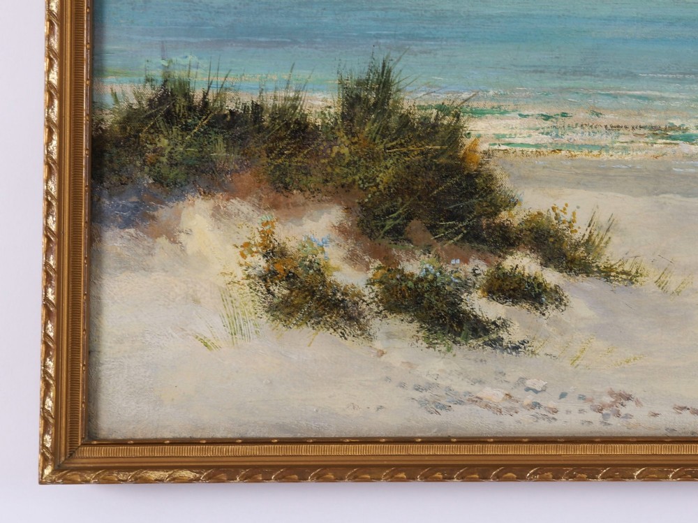 Antique Oil Painting William Langley (English 1852-1922) Beach Scene 19th C View III