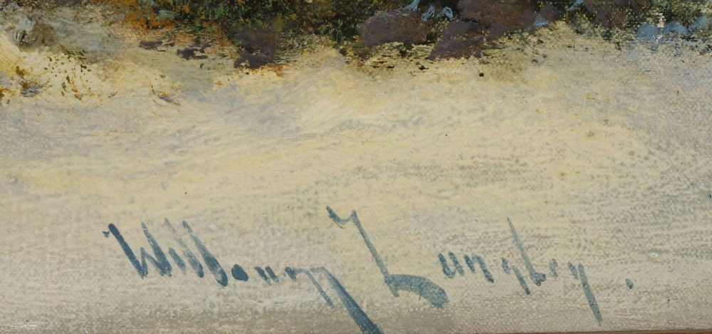 Antique Oil Painting William Langley (English 1852-1922) Beach Scene 19th C View VIII