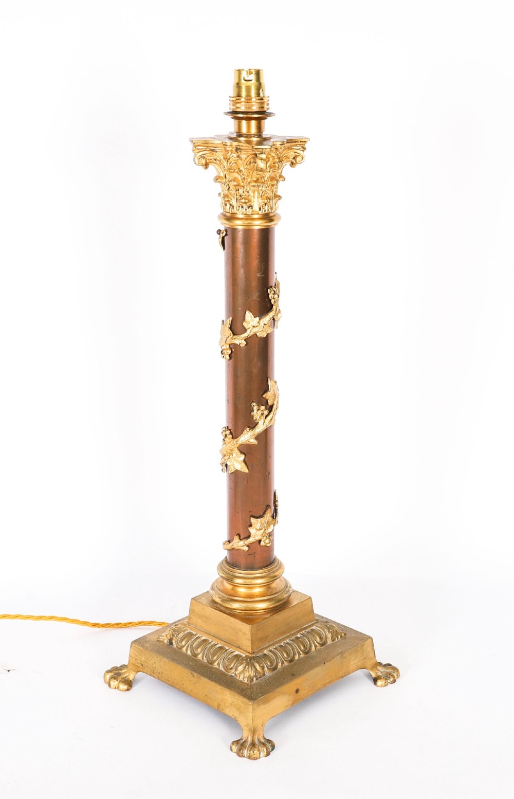 Antique Victorian Corinthian Column OrmoluTable Lamp 19th C