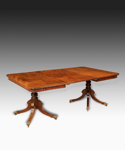 Regency Mahogany Two Pillar Dining Table