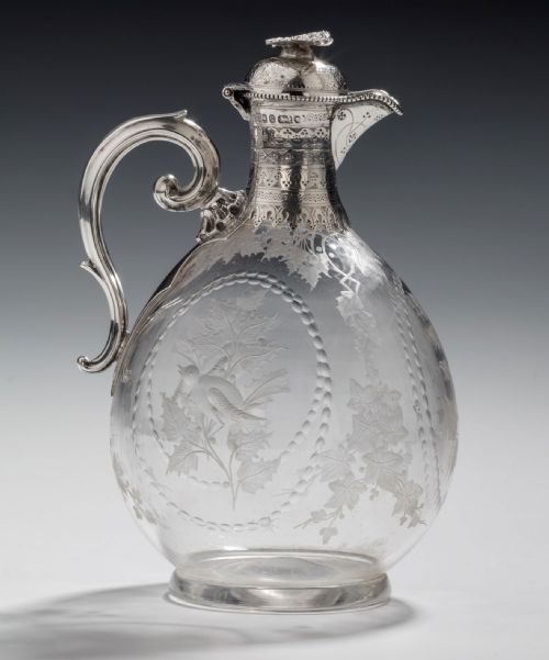 Claret Jug in Silver and Glass by W. And G. Sissons.