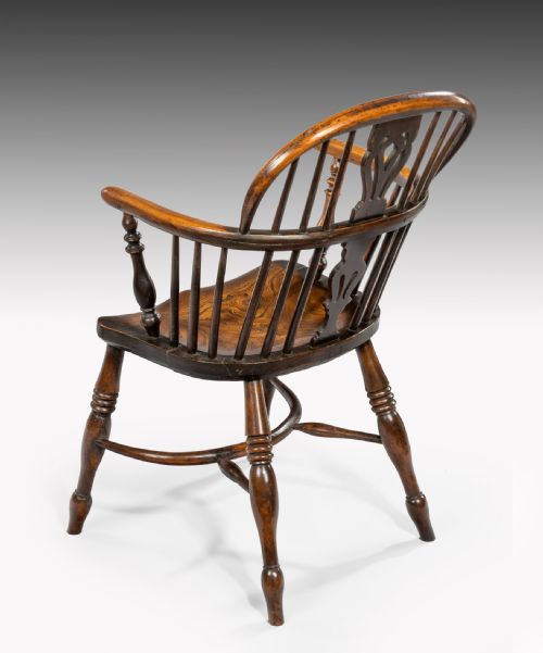 fig 1. Set of four Nineteenth Century yewwod and elm Windsor armchairs