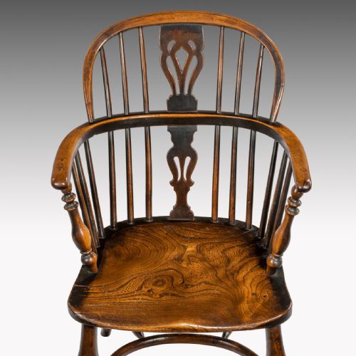 fig 2. Set of four Nineteenth Century yewwod and elm Windsor armchairs