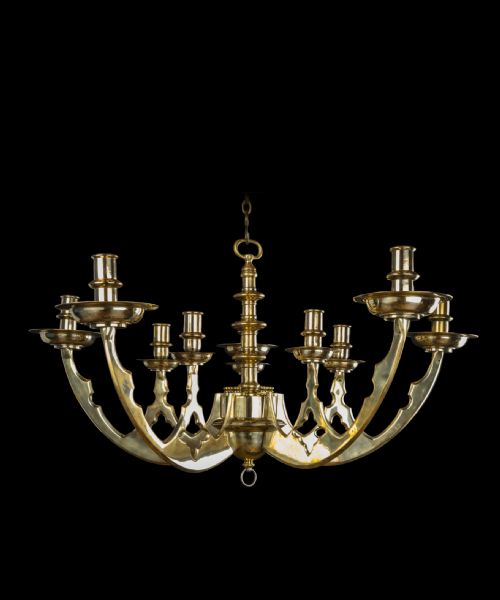 Nineteenty Century Gothic Brass Chandelier
