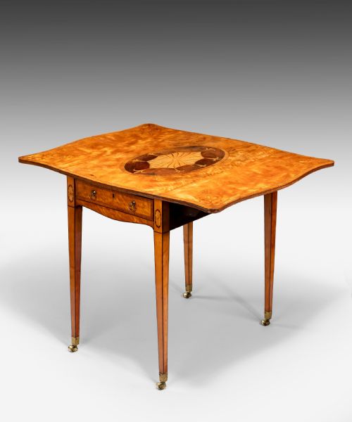 Georgian Sheraton Period Satinwood and Marquetry Pembroke Table.