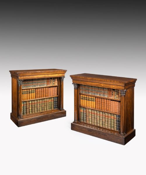 Pair of Regency Carved Rosewood Bookcases