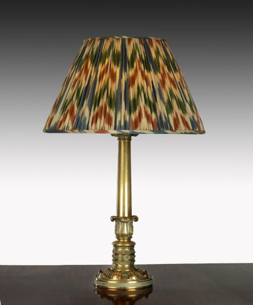 Regency Brass Table Lamp with Ikat Shade