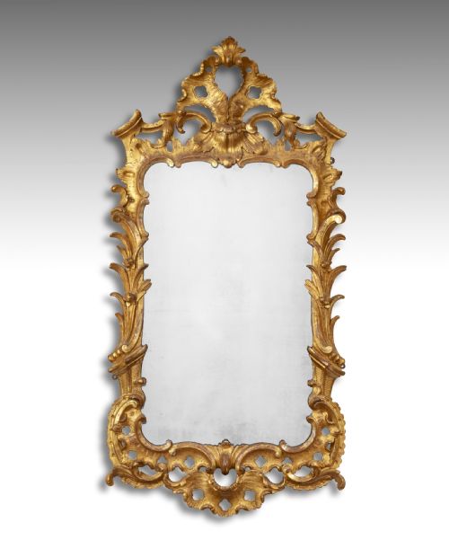 George II Carved Giltwood Mirror in the Rococo Taste