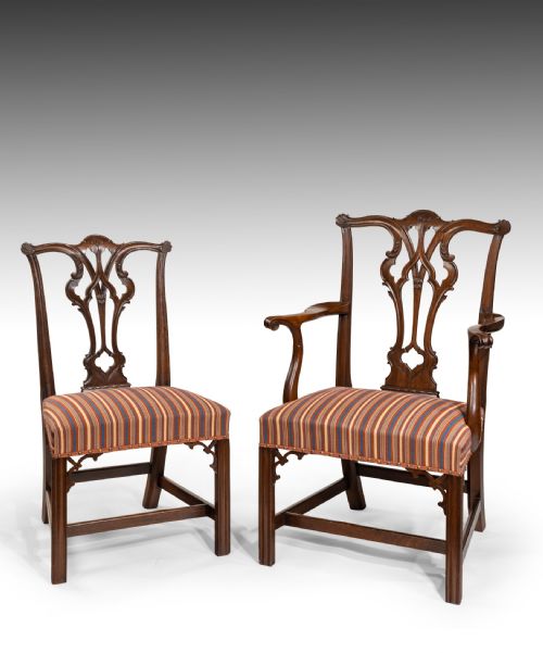 Set of Eight Georgian Chippendale Dining Chairs