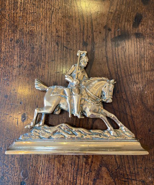 Pair of Antique Brass Cavalryman Chimney Ornaments