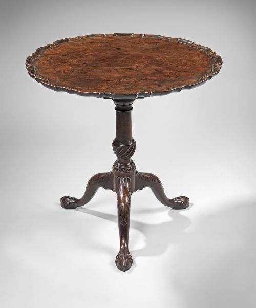 Chippendale Period Mahogany Piecrust Tripod Table