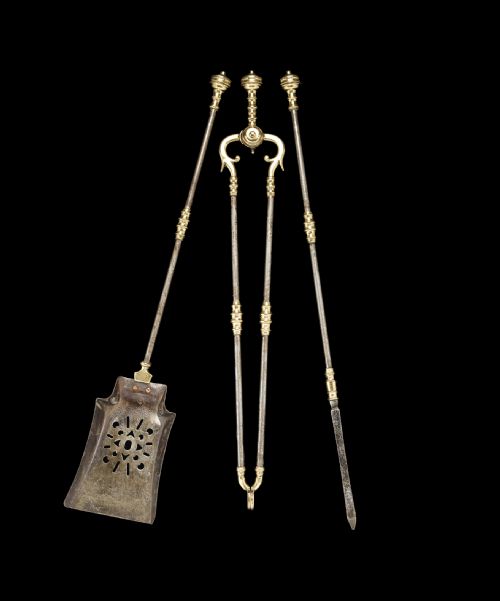 Set of Georgian Steel and Brass Fire Irons.