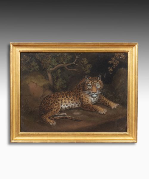 fig 1. Pair Of Tiger & Leopard Georgian Sand Pictures By Zobel