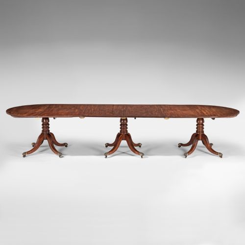 Large Georgian Three Pillar Mahogany Dining Table