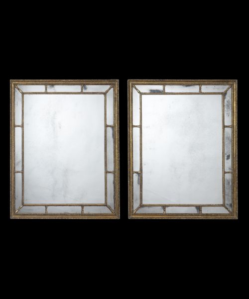 Pair of Georgian Giltwood Border Glass Mirrors