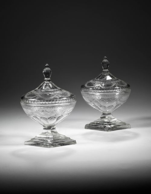 Pair of Regency Cut Glass Bon Bon Dishes