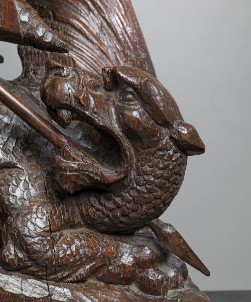 fig 2. Nineteenth Century oak carving of St. George and Dragon