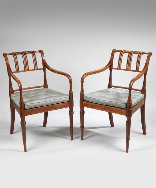 Set of Six Georgian Satinwood Armchairs