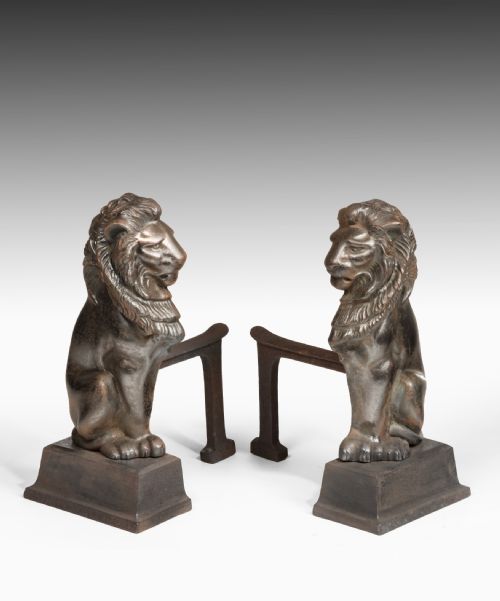 fig 1. Pair of bronze lion and irons after Alfred Stevens